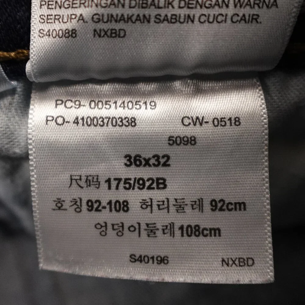 Levi's jeans 514 straight fit men's 36x32 blue denim red‎ tab